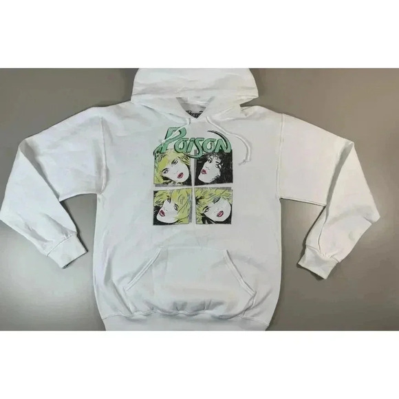 Rick and Morty Other - Poison Band Adult Sweatshirt Hoodie Men's M Graphic White Retro Band Merch Rock